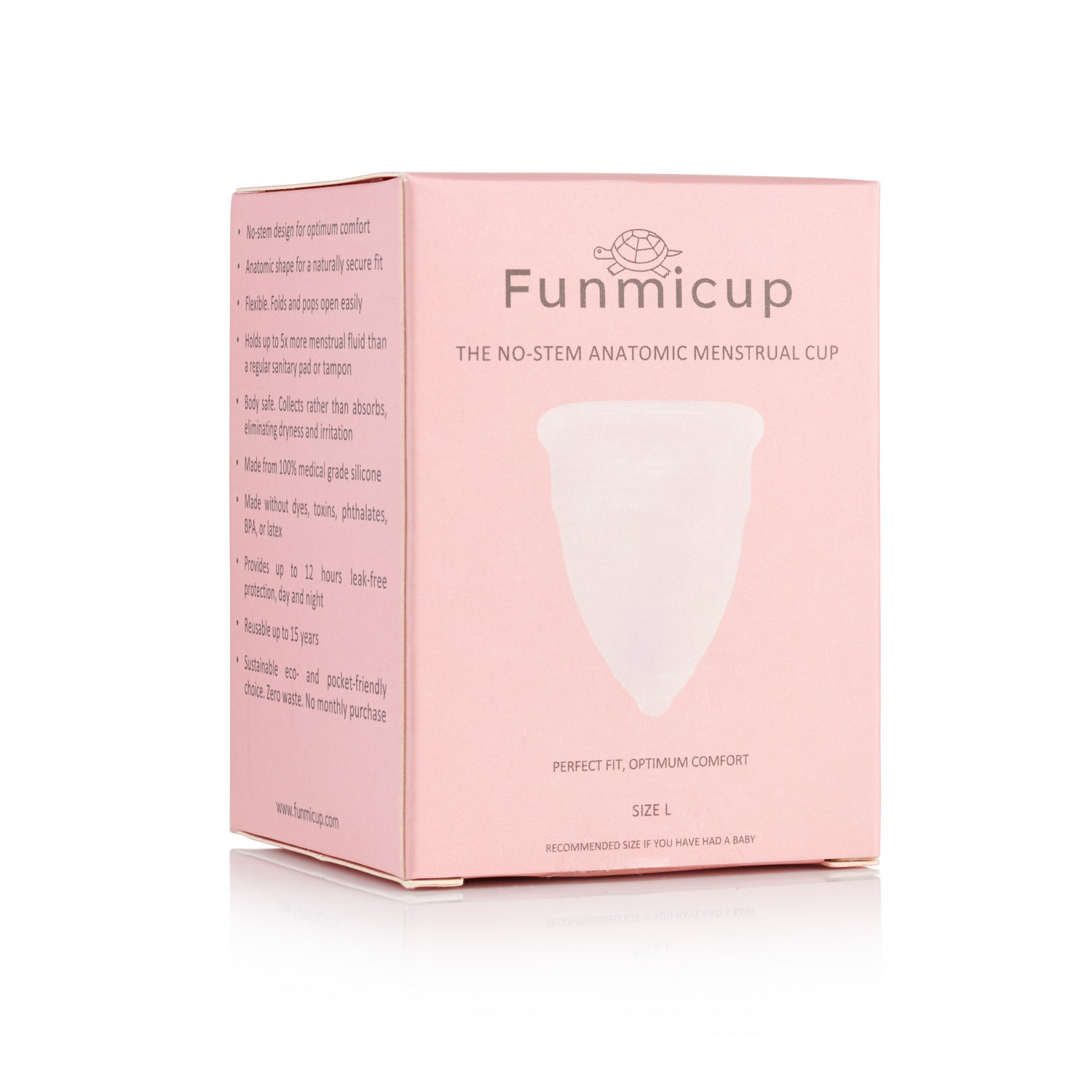Funmicup No-stem Anatomic Menstrual Cup - Large packaging white background